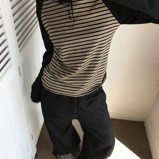 *Delicate Fit/Pinky Color* Rain Striped Off-shirt