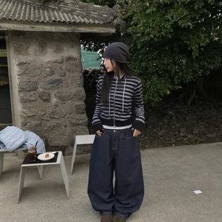 Thirty Stripe Hooded Zip-Up