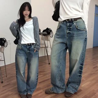 Oriz Washed Denim Wide Pants