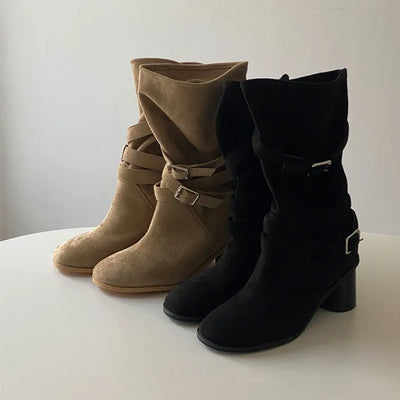 Petina Belted Suede Boots [6CM]