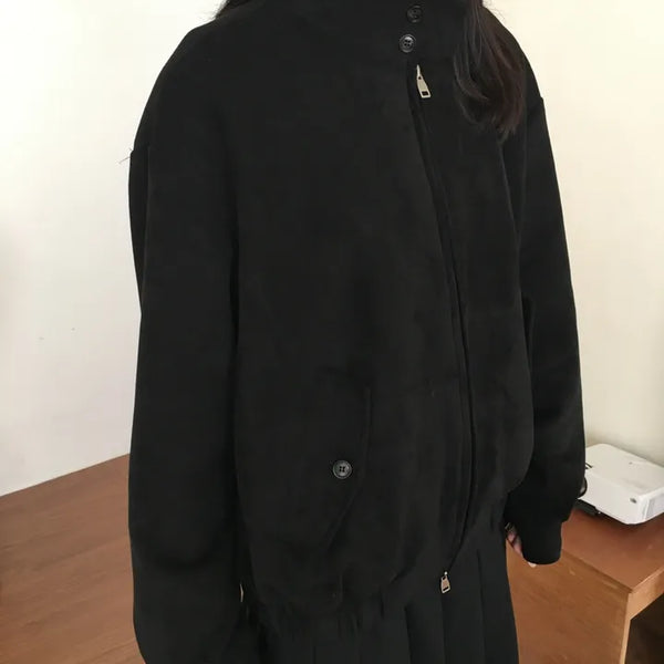High-neck Suede Jacket