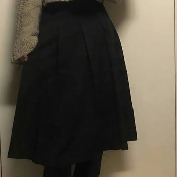 High-waisted Pleated A-line Midi Skirt