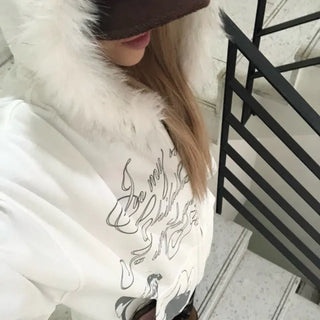 *Black Color Added* Character Fur Hoodie Zip-Up
