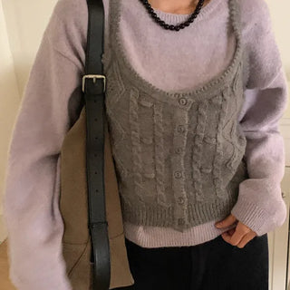 Calming Lace Wool Knit Bustier Sleeveless