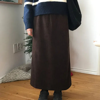 Dumans Corduroy Elastic Long Skirt Elastic Skirt/Long Skirt/Corduroy Skirt/Corduroy Long Skirt/Winter Skirt/Corduroy Skirt