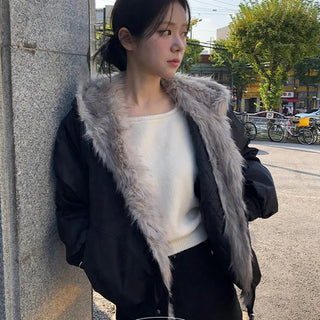 Tennis Fur Parka Quilted Padded Jumper