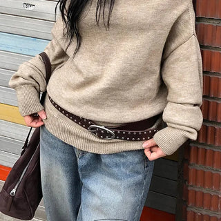 Ritu Round Studded Wide Leather Belt