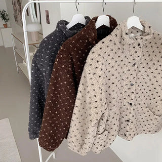 ◈Sherpa◈Quilted Lining◈Dot Fleece Fur Jumper Sherpa Jacket Dot Padded Jacket Casual Shearling Outerwear