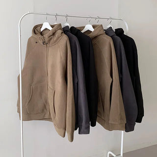 ◈Unisex◈ Fleece Zip-Up Drawstring Casual Autumn/Winter Oversized Fleece Hoodie Unisex Couple Outerwear
