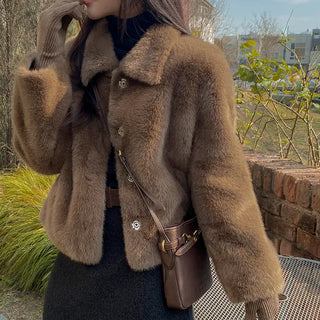 Cereal Collar Short Fur Jacket