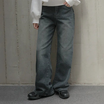 Baku Fleece-lined Semi-wide Denim Pants
