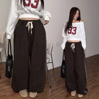 Hoshua Check Elastic Waist Wide Pants