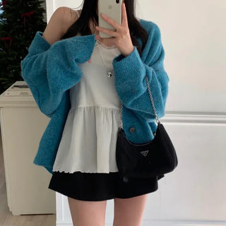Litoz Wool Oversized Knit Delicate Fit Cardigan Couple Unisex