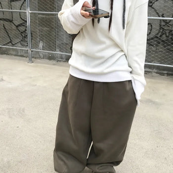 Unisex Rihito Daily Hip Fleece-lined Wide Sweatpants (4 colors)
