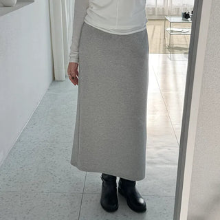 Moment Cotton Long Skirt   Elastic Waist H-line Cotton Skirt