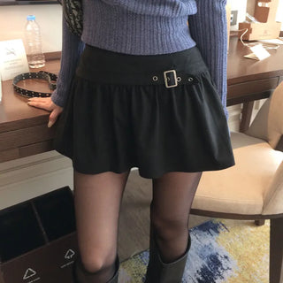 Felien Belt Suede Skirt Pants [Back Elastic]