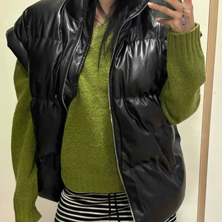 Glossy short padded vest
