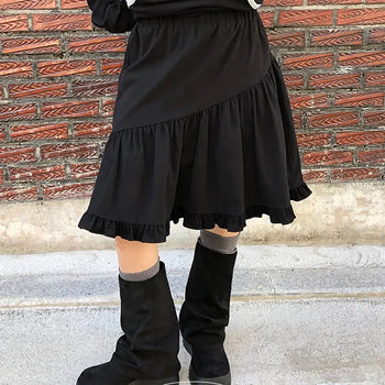 Oin Diagonal Frill Midi Layered Skirt