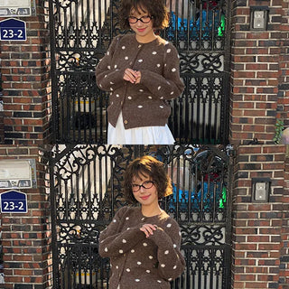 Picky Dot Round Knit Cardigan