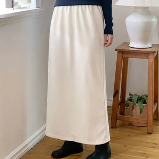 Winter Elastic Corduroy Long Skirt with Back Slit