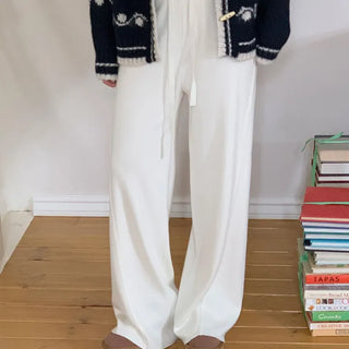 Thick Wool Elastic Wide Knit Pants