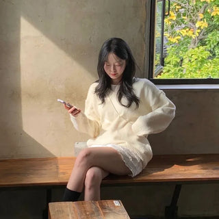 Soda Pop Wool Loose Fit V-Neck Knit