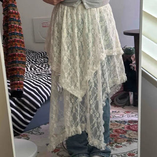 Florence Asymmetrical Cut Lace Maxi Skirt