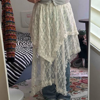 Florence Asymmetrical Cut Lace Maxi Skirt