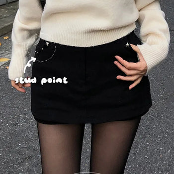 Siri Studded Cotton Mini Skirt