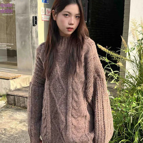 Cable Twist Oversized Long Knit Dress