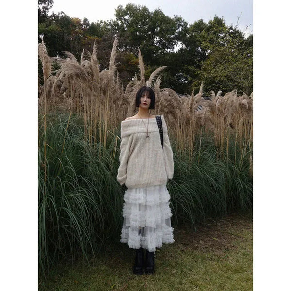 Sheer Frill Tiered Long Skirt