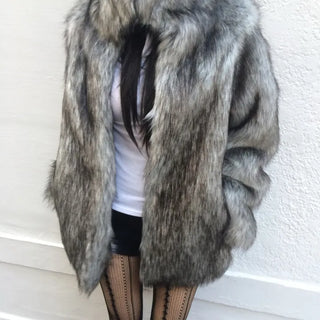 TYLA Gray Two-tone Fur Jacket