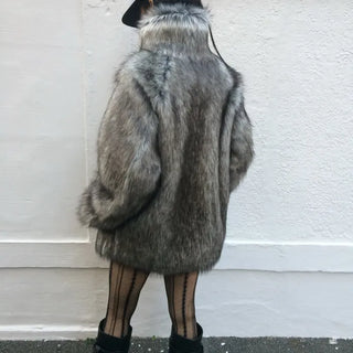 TYLA Gray Two-tone Fur Jacket