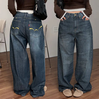 Posian yellow denim wide pants
