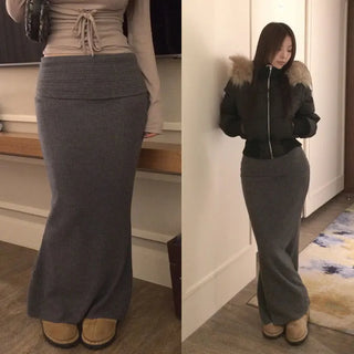 Drago knit folding long skirt