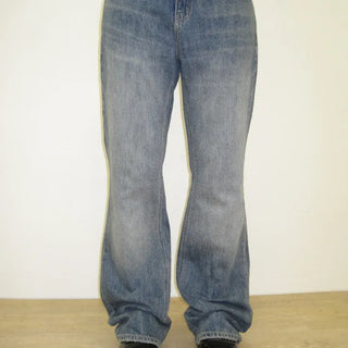 Slub Semi-Bootcut Denim Pants