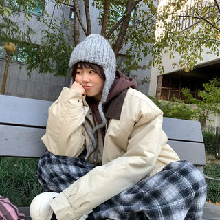 [Cozy] Thick Ribbed Knit Earmuff Hat