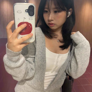 Soft Oversized Balloon Sleeve Knit Cardigan