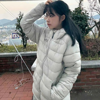 Basic Quilted Stand Midi Down Padded Jacket