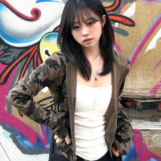 Urban Camouflage Crop Zip-Up Jacket