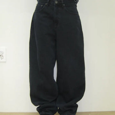 Dyed Blue Black Washed Wide Denim Pants
