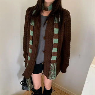 Soft Duffle Cable Knit Cardigan 2 colors