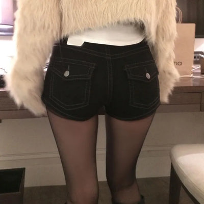 rib stitch low shorts