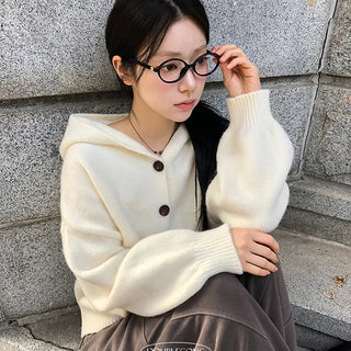 Duca Loose Knit Button Hooded Cardigan