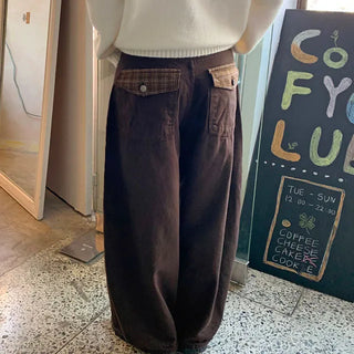 [Fleece-lined] Check Pocket Wide Pants S, M, L - 2 colors