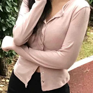 Simple V-neck Knit Crop Cardigan