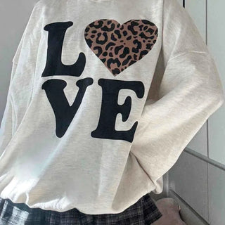 Love Leopard Heart Oversized Sweatshirt
