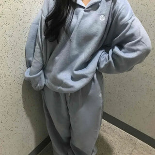 Oversized Zip-up Collared Fleece Sweatshirt