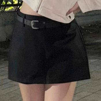 Belted A-line Mini Skirt