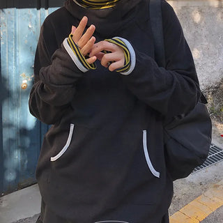 Heri Fingerhole Waffle Color Block Hoodie